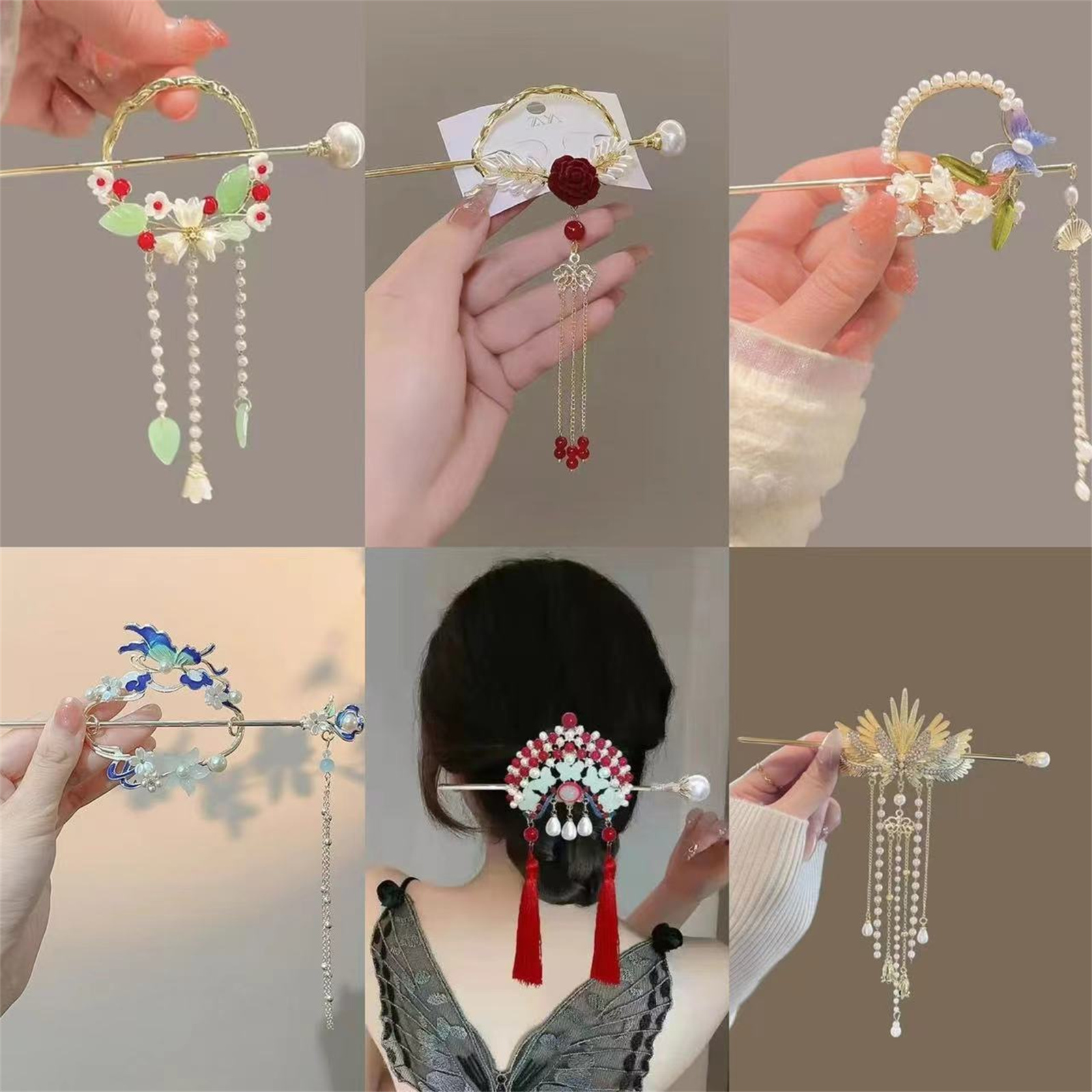 Ethnic Fashion Girls - دبوس شعر بتصميم عرقي للنساء، دبوس