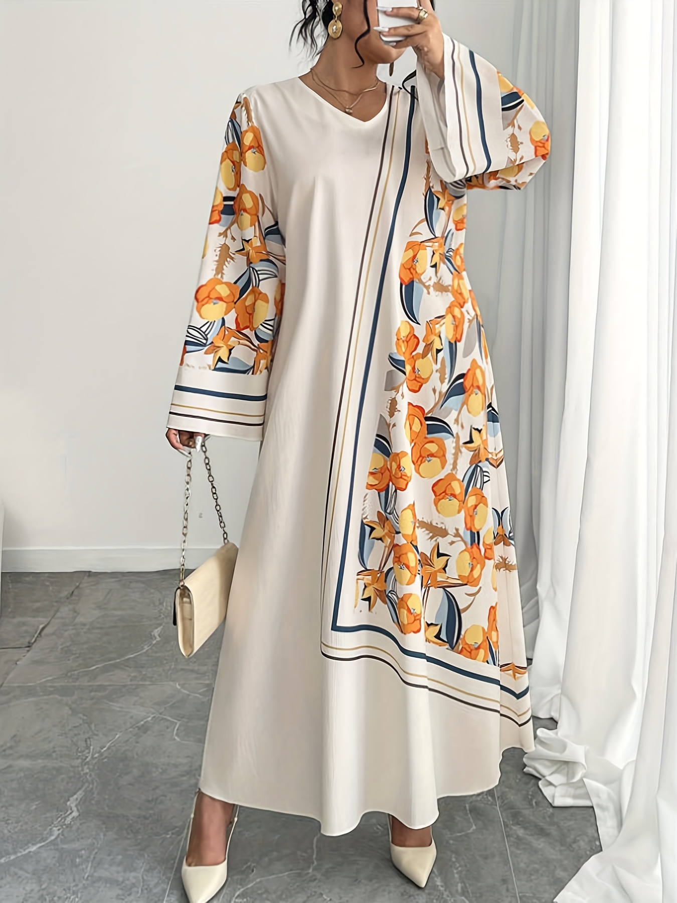 Ethnic Style Dresses - فستان نسائي عصري بمقاسات كبيرة على