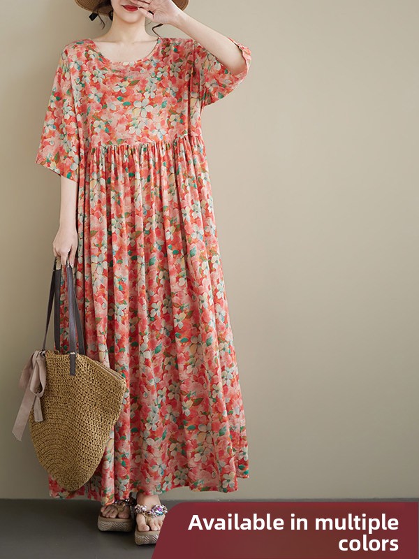 Ethnic Style Dresses - فستان حمل جديد للصيف بمقاسات كبيرة،