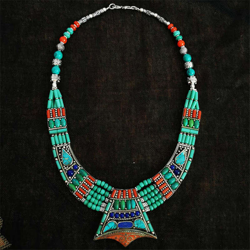 Ethnic Fashion Com - مجموعة القلائد خمر بوهو النحاس مطعمة
