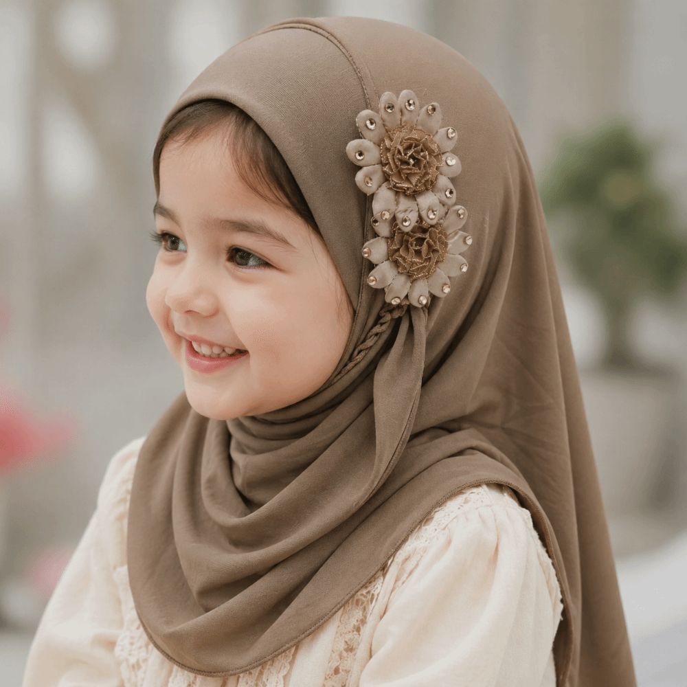 حجاب أطفال عصري بنقوش زهور ساد - مراجعة Ethnic Fashion Girls وسعره